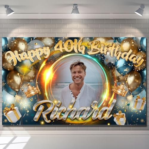 Personalised Happy Birthday Backdrop Background Banner Party Sign Poster Fabric Balloon Cloth Curtain Event Decorations Man Woman kids children
