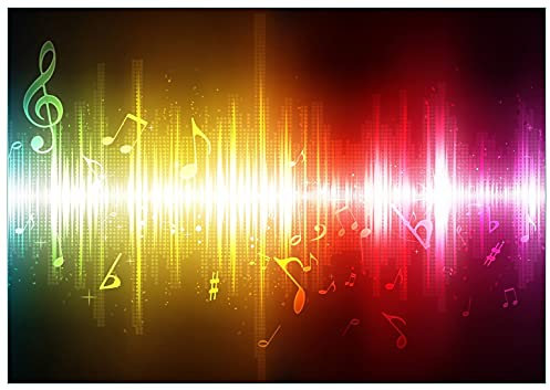 Wallario Glasbild Blau-gelbe Noten der Musik - 70 x 100 cm Wandbilder Glas in Premium-Qualität: Brillante Farben, freischwebende Optik