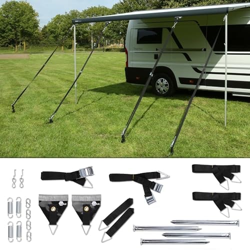 your GEAR 4-Punkt Sturmband-Set für Markisen mit Kederleiste, Universelle Sturmsicherung gegen Wind und Sturm, Schnellmontage