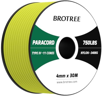 Brotree Paracord 750lb 4mm 30M 100% Nylon Seil Typ IV Schnur mit 11 Kern | 340kg (750lbs) Bruchlast, Camping, Survival, Outdoor, Armbänder, Hundeleine, Heimwerken