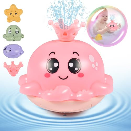 Qooloo Jouet Bain Bébé avec LED, Induction Automatique Jet d'eau Jouets de Piscine pour Bébé, 1 2 3 4 Ans
