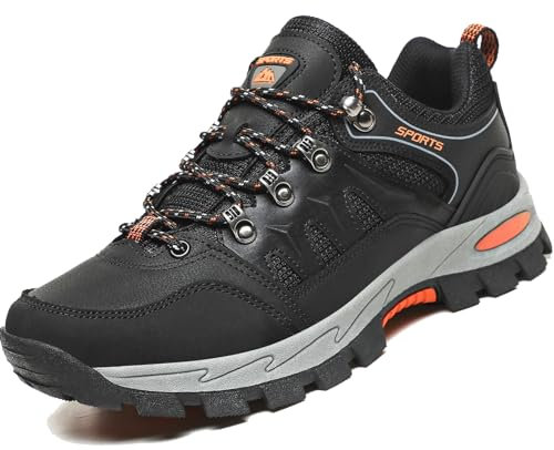 VTASQ Scarpe da Trekking Uomo Scarpe Montagna Antiscivolo Scarpe Escursionismo Ammortizzate Traspiranti Uomo Scarpe Ginnastica Camminata Stringate Nero 38EU