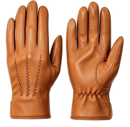 Harssidanzar Herren Lederhandschuhe Handschuhe Herren Leder Komfort Kaschmir Gefüttert GMEU006