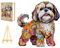 PASJO Holzpuzzle Erwachsene mit Hundemotiv 260 Teile 31,6x34 cm Geschenkidee für Kinder Tierförmige Holz-Puzzle Jigsaw aus Holz für Erwachsene
