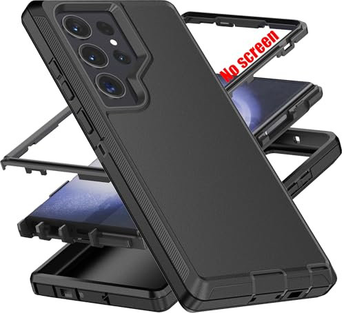 AYMECL for S23 Ultra Case,[Military Grade] 3 in 1 Heavy Duty Full Body Shockproof Protection Phone Case for Samsung Galaxy S23 Ultra 5G 6.8 inch,Black