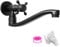 KOPYFANTAP Wandarmatur Kaltwasser Schwarz, Wasserhahn Wandmontage Lang, 360° Drehbar Wasserhahn Garten Wand, Waschtischarmatur Wandmontierte Badezimmer, Kaltwasserhahn für Küche, G1/2 (21cm)