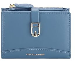 David Jones Paris - Porte-Monnaie Portefeuille Femme - Compartiments Multiples Poche - Similicuir avec Fermeture à Zip - Femme Mode Classique Tendance (Blue, Porte Monnaie - L11 * H8 * P2 CM)