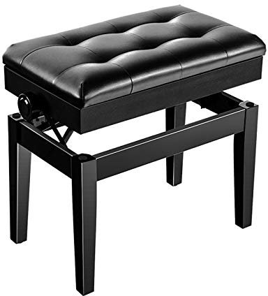 Wooden Piano Bench with Music Storage Keyboard Stool Chair for Long Hours of Practice Comfortable and Durable Black