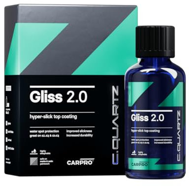 CARPRO Gliss 2.0 - Ceramic Coating for Cars - Hydrophobic Topcoat – Extreme Slickness & Water Spot Protection w/Microfiber Applicators - Repels Oil, Dirt & Grime Making Car Easy to Clean - 30ml Kit
