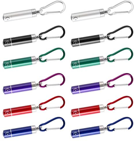 Yuragim 12 Pcs Mini Taschenlampe Schlüsselanhänger, Kinder Mini LED Taschenlampe Bunte Aluminium Kleine Handlampe, Tragbare Minitaschenlampe Geschenke für Outdoor,Camping, Mitgebsel Kindergeburtstag