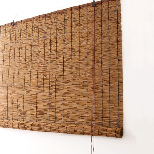 CARHLEAN Bambus Rollo Bambusrollo 30cm bis 170cm breit Bambus sichtschutz Rollo Sonnenschutz Bambus Jalousien Bambusvorhänge für Fenster/Türen,Fenster Rollo Anpassbar