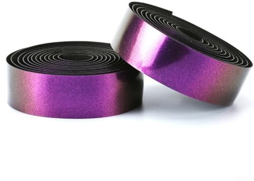 Paire de rubans adhésifs pour guidon de vélo de route, caméléon miroir tricolore, processus de collage en mousse en cuir PU, réduit la sensation de bosselage (violet)