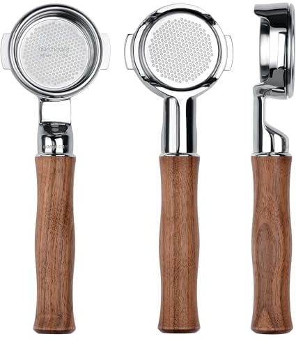 Normcore 58mm Slim Naked Portafilter with 18g Precision High Extraction Basket, Genuine American Walnut Handle Fits 58mm La Marzocco Machines