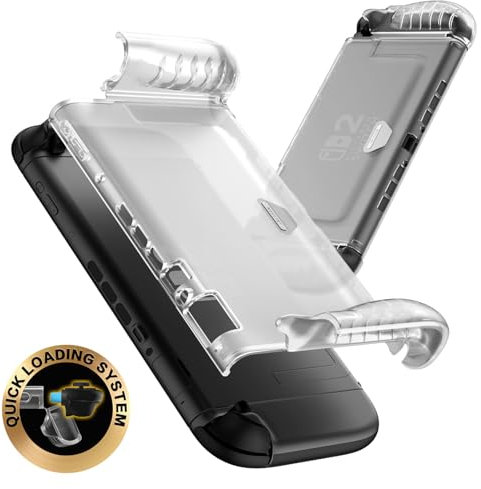i-Blason Cover per Nintendo Switch 2 2025, Cover Rigida Anti-Impronte Trasparente Opaca, con Impugnatura TPU Comfort Dockabile, Compatibile con Controller Joy-Con e Docking Station (Clear opaco)