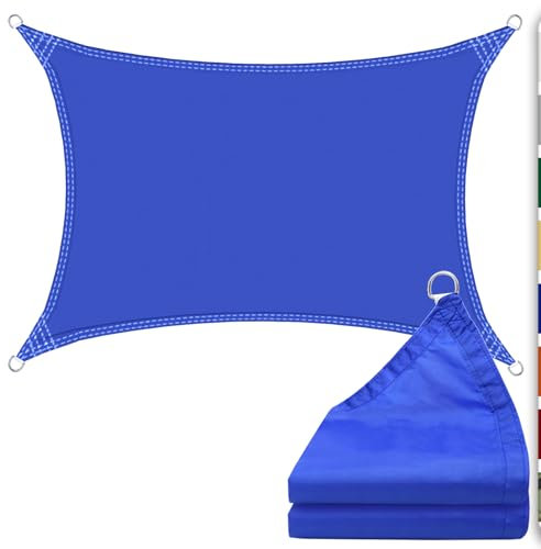 Sun Shade Sail 3m x 6m Rectangular Sunscreen Waterproof Awning Canopy, 180g/㎡ Shade Cover UV Block with Free Rope for Outdoors Activities, Garden, Patio, Yard, Party. (Blue)