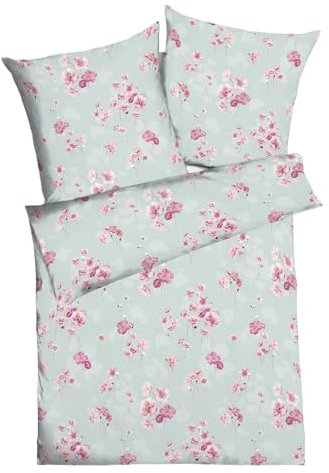 Kaeppel Interlock Jersey Bettwäsche Delicate Poppies Mint 1 Bettbezug 135 x 200 cm + 1 Kissenbezug 80 x 80 cm