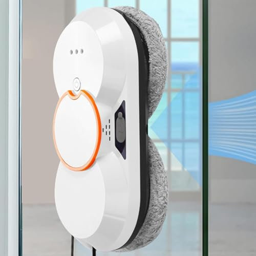 Robot Lavavetri, Aspirapolvere Intelligente Per Finestre 5600pa Con Spruzzo D'Acqua Automatico Con Telecomando/Corda Di Sicurezza, Robot Per Pulizia Vetri Per Finestre Interne/Esterne,White