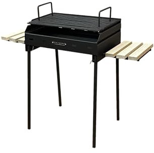 biotermika Barbecue bioGrill 50 Holzkohlegrill mit Verstellbarer Höhe, Stahl-Grillrost 35 x 50 cm, Schwarz