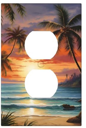 Lichtschalterabdeckung Strand und Kokosplattenabdeckungen Deko Wandplatten für Steckdosen für Schlafzimmer Badezimmer Küche Duplex