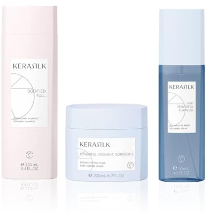 Kerasilk Power-Pflegeroutine mit Shampoo, Haarmaske & Volumenspray. Für feines und müdes Haar