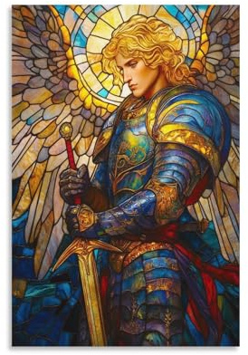 RIAVBAODG ArchEngel Michael Wandbild Engel Leinwand Gemälde Wand-Dekorationen Wandposter Leinwanddrucke Kunstwerk Für Schlafzimmer Wanddekoration Gerahmt 16x24inch(40x60cm)