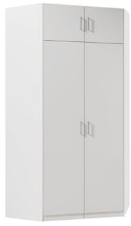 Vente-unique-Eckkleiderschrank mit 2 Türen + Aufsatz - 117 cm - Weiß - BELOMY