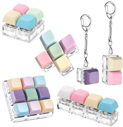 LUFEIS Keyboard Fidget Toy, 6 PCS Fidget Keyboard Keychain Toys, Stress Relief Keyboard Clicker Toy for Kids and Adults, Multi-style Keycap Clicker Toys to Pass the Time, Decompression Gift