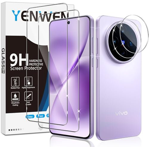 Yenwen Schutzfolie für VIVO X200S für Panzerglas, 2 Stück Displayschutz mit 2 Stück Kameraschutz für VIVO X200 S, 9H Härte Schutzglas Handy Folie HD Klar Panzer Schutz Glas