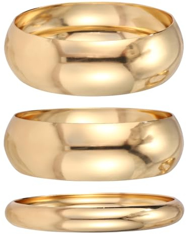 Mikovivi 3 Pezzi Oro Bracciale Rigido per Donna, Bracciale Rigido Largo e Spesso Alla Moda Audace Gioiello Vistoso Braccialetti Color Oro Moda Accessori Regalo