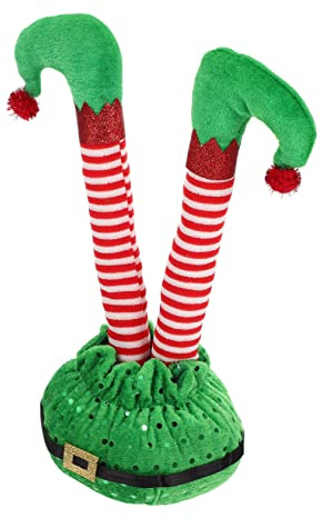 DECOMELODY Décoration de Noël Jambes de Lutin Farceur Ornement de Sapin pour Maison Accessoire de Fête Noël Unique pour Table et Fenêtre