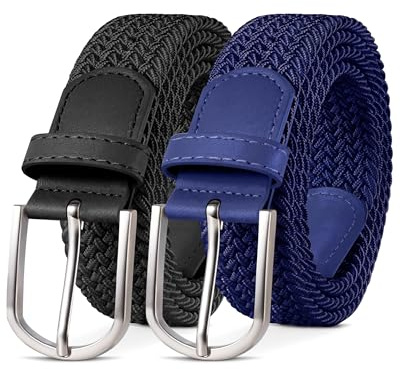 YOUCHAN 2er-Pack Gürtel für Damen und Herren Gürtel Elastische Flechtgürtel 3,3 cm Stretchgürtel mit Verstellbarer Dehnbarer Stoffgürtel Unisex