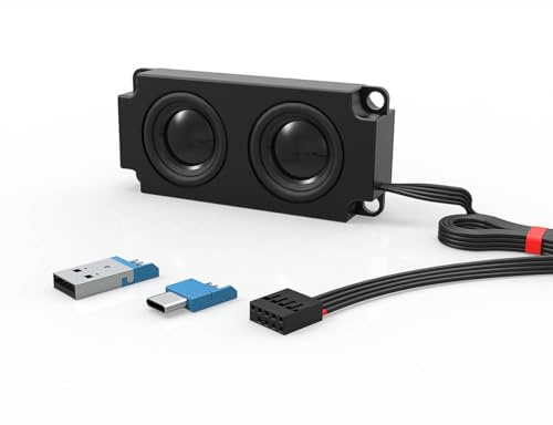 ElecGear Computor Altoparlante USB Interno ed Esterno, Connettore USB a 9Pin per Scheda Madre del Case del PC e Adattatore Aggiuntivo per Desktop Windows, Laptop, Telefoni Android e Tablet
