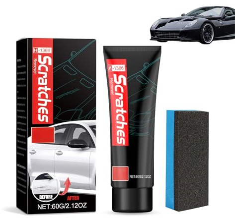 Car Scratch Remover Kit and Cooktop Polish, Car Paint Scratch Repair Wax with Sponge, Vehicle Scratch Repair Kit, Black Car Polish for Scratches, Glass Ceramic Stove Effective Cleaner and Polish