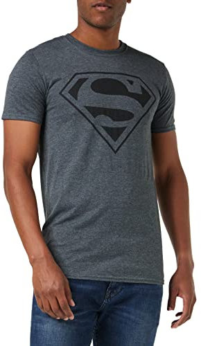 DC Comics Men's Mono Superman T Shirt, Dark Heather Grey, M UK
