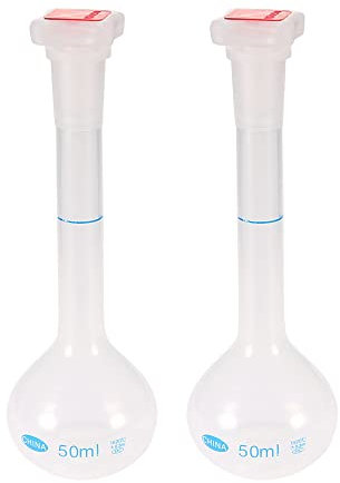 sourcingmap 2PCS 50ml Long Neck Clear Plastic Volumetric Measuring Flask Heatproof For Laboratory