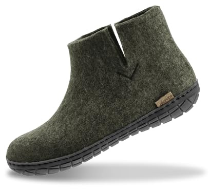 Glerups Filz Hausschuhe Herren und Damen (Größe 40) | Komfortabler Hausstiefel Damen & Herren mit Natürlicher Gummisohle | Filzstiefel Herren & Damen Winter | Comfortable Slippers Women & Men