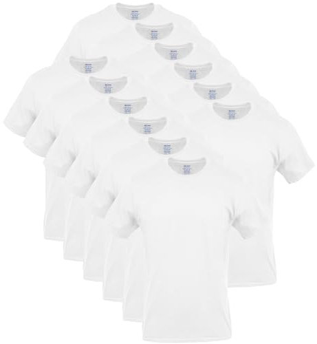 GILDAN Men's Crew T-shirts, Multipack Underwear, White, M UK
