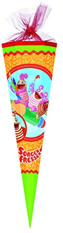 Schultüte mit goldgefärbter Gravur / Zuckertüte / 85cm / eckig / Sorgenfresser