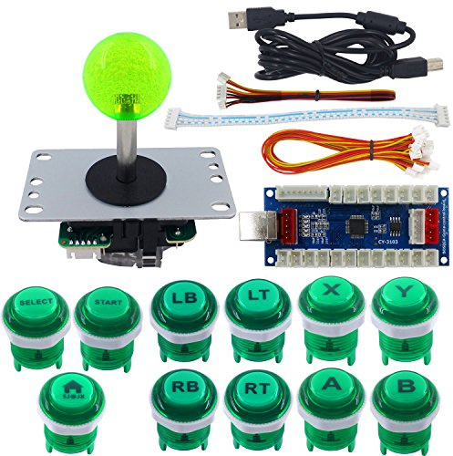 SJ@JX Arcade Game Kit DIY Part Zero Delay PS3 USB Encoder Board Push Button Joystick Controller Light for Xbox Style Windows PS3 Retro Pie PC MAME Raspberry Pi NES