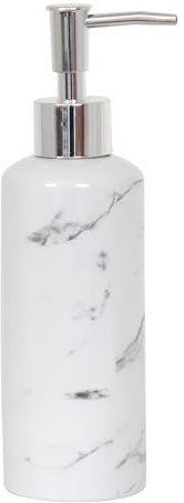 MSV Seifenspender Toscana Flüssigseifen-Spender, Fassungsvermögen 6 x 6 x 19 cm - Weiß Marmor