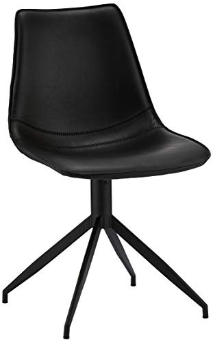 Furnhouse Isabel Esszimmerstühle 2er Set | Kunstleder 360° Drehstuhl | Gepolstert Schwarz Metallgestell – Skandinavisches Modern Design