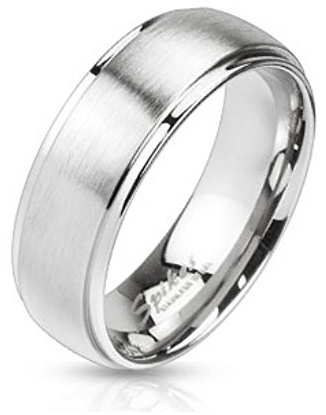 Bungsa 67 (21.3) Ring Edelstahl gebürstet mit 2 hochglanzpolierten Aussenringen SCHMUCKRING für Damen und Herren silber