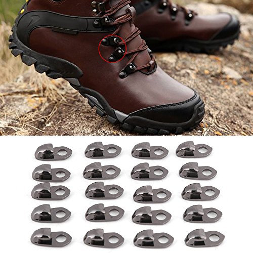AYNEFY Boot Lace Hooks, 20 Pcs DIY Shoe Lace Hooks Lace Fittings with Rivets Climbing Boot Shoelace Buckle Handbag Straps Connector for Hiking Shoes Mountaineering Boots Repair