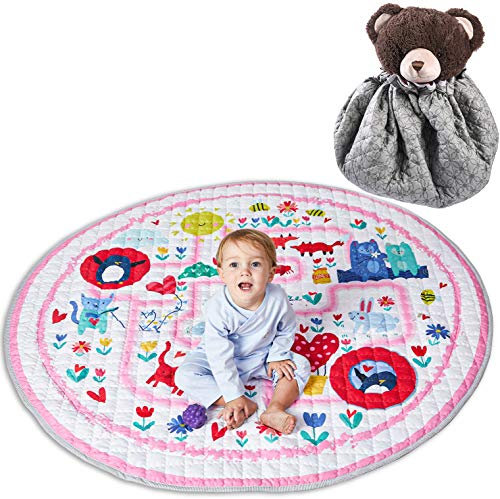 Winthome Baby-Spielmatte, Aufbewahrungstasche für Spielzeug, Sicher Ungiftig, Rutschfest, Spielzeug-Aufbewahrungstasche, Krabbelmatte, faltbar, Waschbar, Picknickmatte für Kinder, 150cm