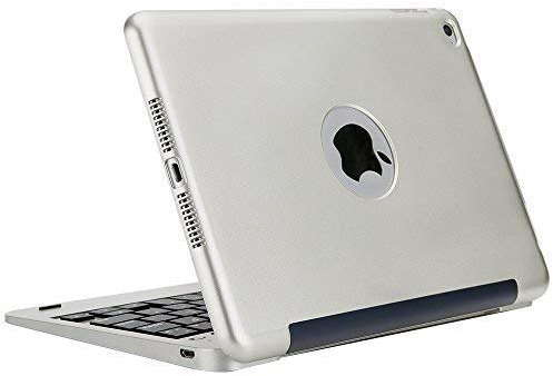 Funda para Teclado para iPad Mini 4, Funda rígida para Teclado inalámbrico Bluetooth con Soporte Plegable y función de Reposo/activación automática,Plata