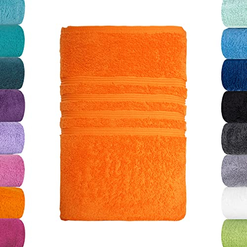 Lavea Duschtuch, Orange, 70 x 140 cm Premium Frotteeserie Bali | GOTS Zertifiziert, 100% Bio Baumwolle