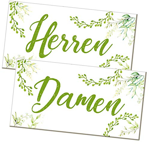Logbuch-Verlag SET WC-Schilder Damen + Herren grün weiß floral - Toilettenschild Hinweisschild WC Toilette Klo für Damentoilette Herrentoilette