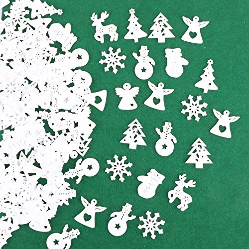 VINFUTUR 100 Stücke Weihnachten Holzanhänger Mini Holzdeko Weihnachtsbaumanhänger Weihnachtsdeko Streudeko DIY Basteln Tischdeko Homedeko Weihnachten Schmuck