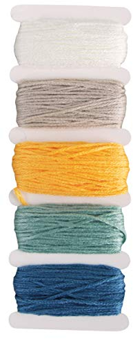 Rayher - Set Di Fili per Punto Croce e Annodatura, 5 Colori, 50M - Filo per Ricamo e Nastri Dell'Amicizia
