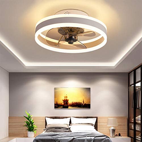 TATANE Led Ceiling Fans with Lights Reversible Remote, 6 Speeds Modern Bedroom Fan Ceiling Light Quiet Φ40cm Dimmable Small Ceiling Fan Light for Living Room,White